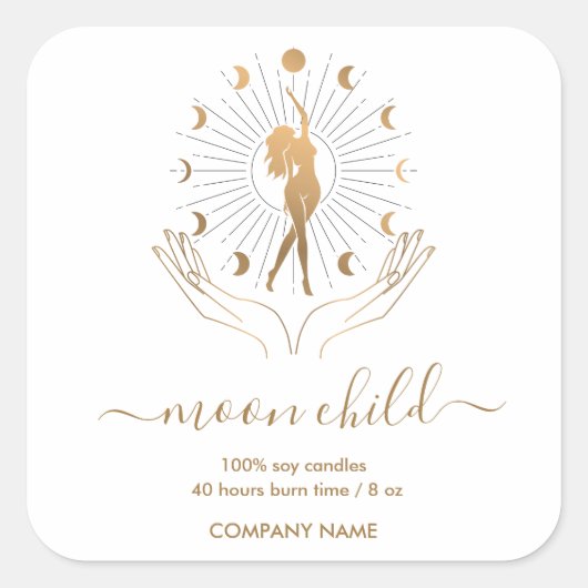 Moon Mystic Witchy Celestial Willow Soy Candle Sq Vierkante Sticker (Voorkant)