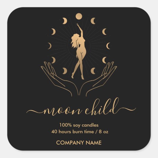 Moon Mystic Witchy Celestial Willow Soy Candle Vierkante Sticker (Voorkant)