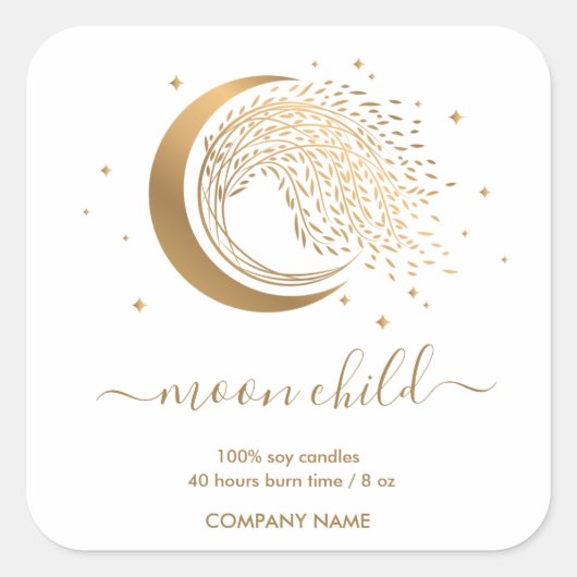 Moon Mystic Witchy Celestial Willow Tree Vierkante Sticker (Voorkant)