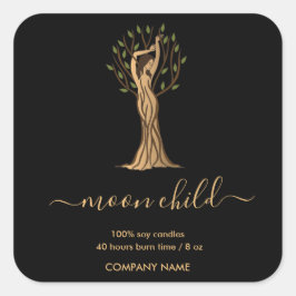 Moon Mystic Witchy Celestial Willow Tree Vierkante Sticker