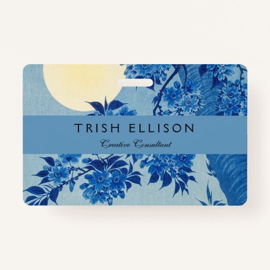 Moon Night Evening Tree Blue Moonlit Badge (Voorkant)