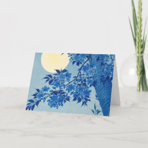 Moon Night Evening Tree Blue Moonlit Bedankkaart