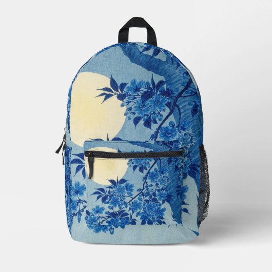 Moon Night Evening Tree Blue Moonlit Bedrukte Rugzak (Voorkant)