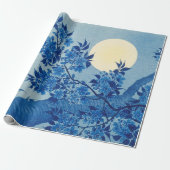 Moon Night Evening Tree Blue Moonlit Cadeaupapier (Uitgerold)