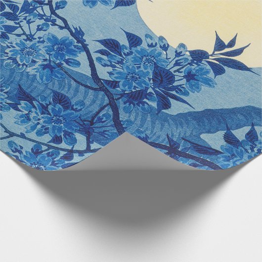 Moon Night Evening Tree Blue Moonlit Cadeaupapier (Hoek)