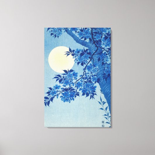 Moon Night Evening Tree Blue Moonlit Canvas Afdruk (Voorkant)