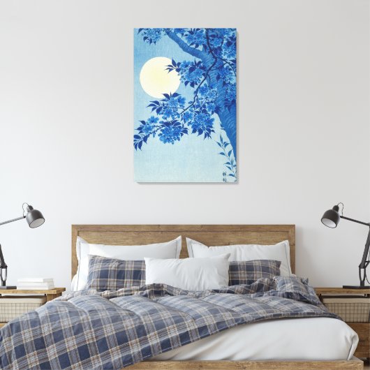 Moon Night Evening Tree Blue Moonlit Canvas Afdruk (Insitu (Slaapkamer))