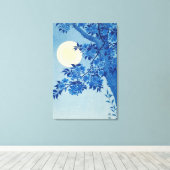 Moon Night Evening Tree Blue Moonlit Canvas Afdruk (Insitu (Houten vloer))