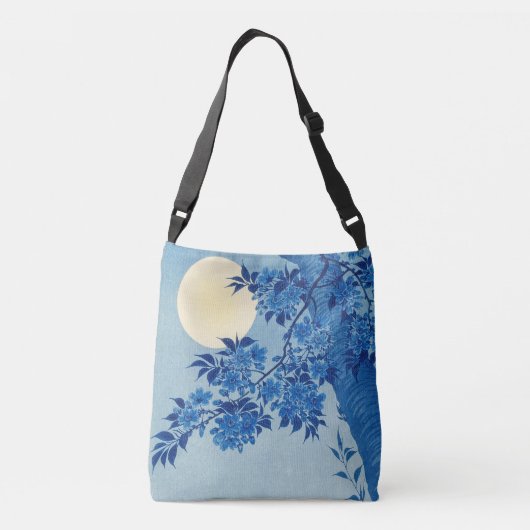 Moon Night Evening Tree Blue Moonlit Crossbody Tas (Achterkant)