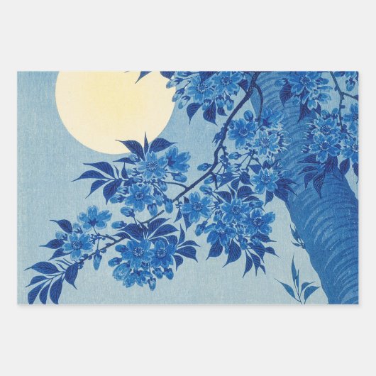 Moon Night Evening Tree Blue Moonlit Inpakpapier Vel (Voorkant 2)
