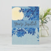 Moon Night Evening Tree Blue Moonlit Kaart (Staand voorkant)