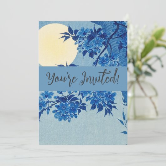 Moon Night Evening Tree Blue Moonlit Kaart (Staand voorkant)