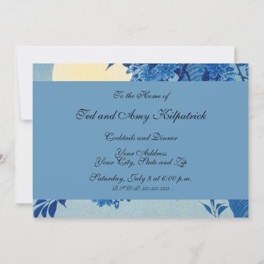 Moon Night Evening Tree Blue Moonlit Kaart (Achterkant)