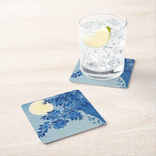 Moon Night Evening Tree Blue Moonlit Kartonnen Onderzetters (Insitu)