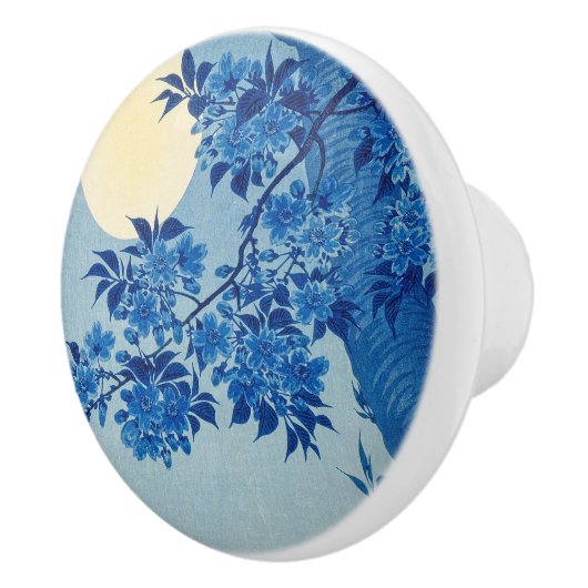 Moon Night Evening Tree Blue Moonlit Keramische Knop (Rechts)