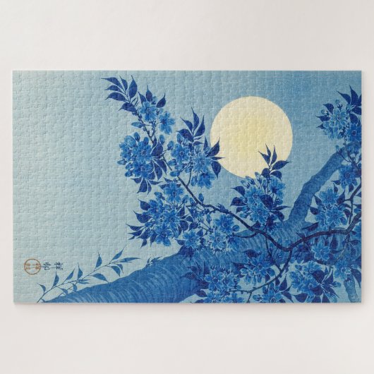 Moon Night Evening Tree Blue Moonlit Legpuzzel (Horizontaal)