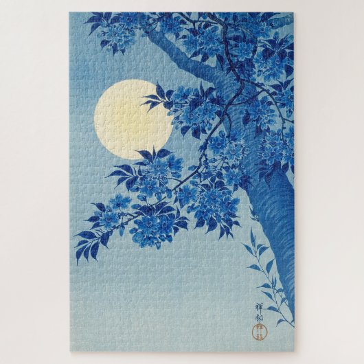 Moon Night Evening Tree Blue Moonlit Legpuzzel (Verticaal)