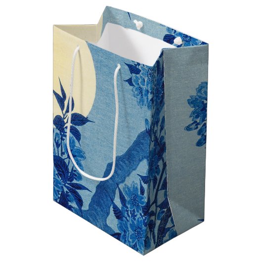 Moon Night Evening Tree Blue Moonlit Medium Cadeauzakje (Voorkant Gekanteld)