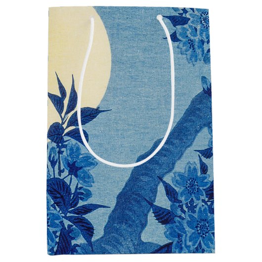 Moon Night Evening Tree Blue Moonlit Medium Cadeauzakje (Voorkant)