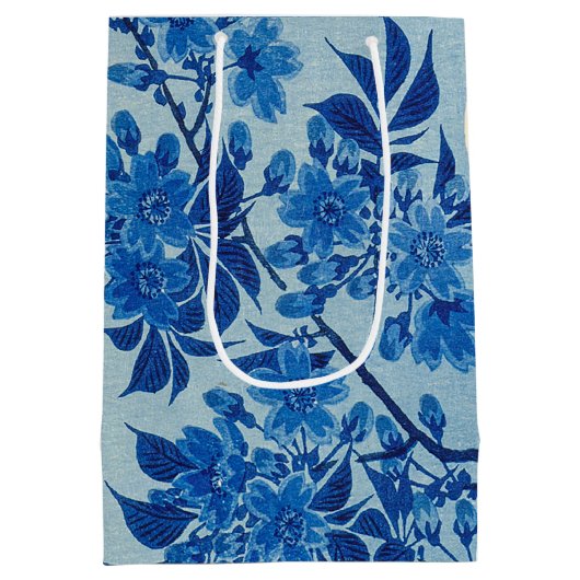 Moon Night Evening Tree Blue Moonlit Medium Cadeauzakje (Achterkant)