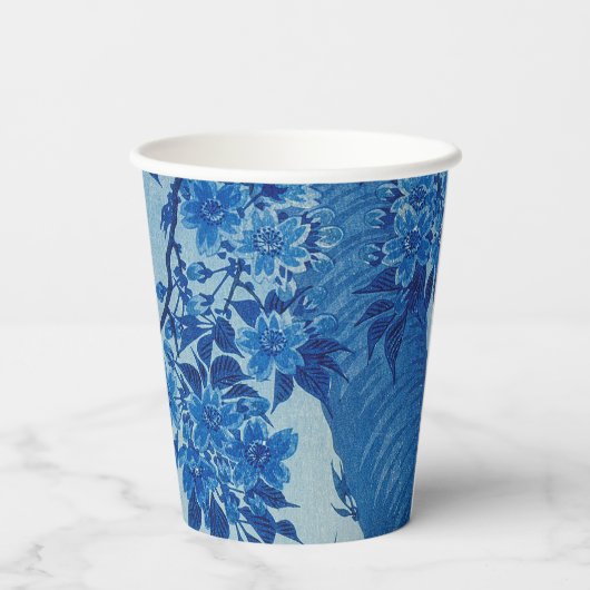 Moon Night Evening Tree Blue Moonlit Papieren Bekers (Achterkant)