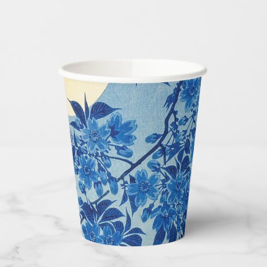 Moon Night Evening Tree Blue Moonlit Papieren Bekers (Links)