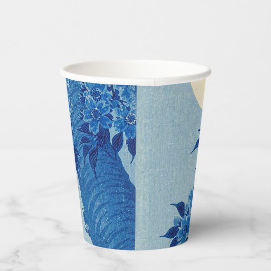 Moon Night Evening Tree Blue Moonlit Papieren Bekers (Rechts)