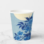 Moon Night Evening Tree Blue Moonlit Papieren Bekers (Voorkant)