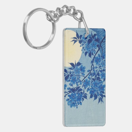 Moon Night Evening Tree Blue Moonlit Sleutelhanger (Voorkant Links)