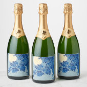 Moon Night Evening Tree Blue Moonlit Sparkling Wijnetiket (Flessen)