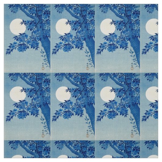 Moon Night Evening Tree Blue Moonlit Stof (Swatch)