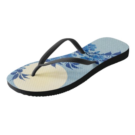 Moon Night Evening Tree Blue Moonlit Teenslippers (Schuin)