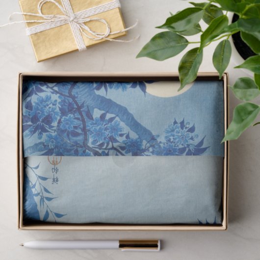 Moon Night Evening Tree Blue Moonlit Tissuepapier (Geschenk)