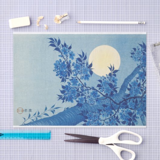 Moon Night Evening Tree Blue Moonlit Tissuepapier (Craft)