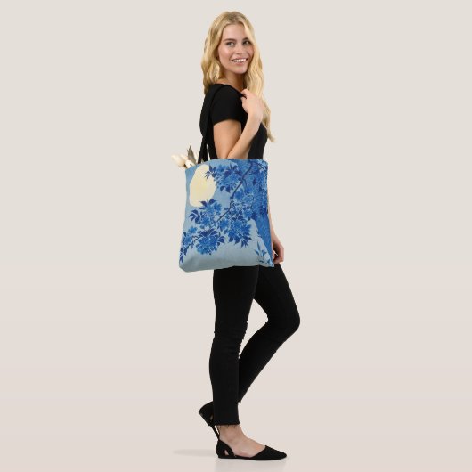 Moon Night Evening Tree Blue Moonlit Tote Bag (Op model)