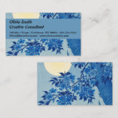 Moon Night Evening Tree Blue Moonlit Visitekaartje (Voorkant / Achterkant)