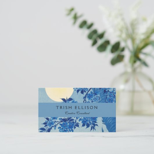 Moon Night Evening Tree Blue Moonlit Visitekaartje (Staand voorkant)