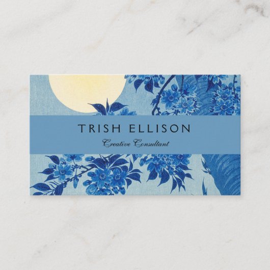 Moon Night Evening Tree Blue Moonlit Visitekaartje (Voorkant)