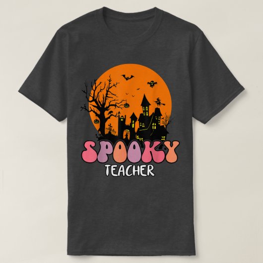 Moon Night Groovy Spooky Teacher Zee T-shirt (Design voorkant)