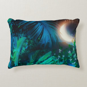 Moon Night Tropical Oerwoud blauw Accent Kussen