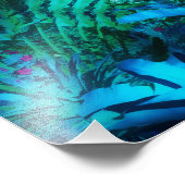 Moon Night Tropical Oerwoud blauw Foto Afdruk (Hoek)