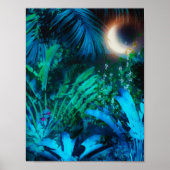 Moon Night Tropical Oerwoud blauw Poster (Voorkant)