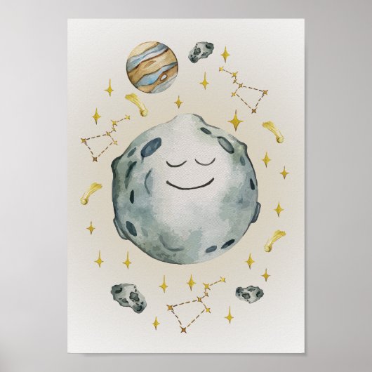 Moon Nursery Poster Print Kinder Room Decor (Voorkant)