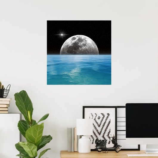 Moon Ocean Poster (Thuiskantoor)
