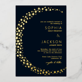 Moon of Stars Black Wedding Folie Uitnodiging