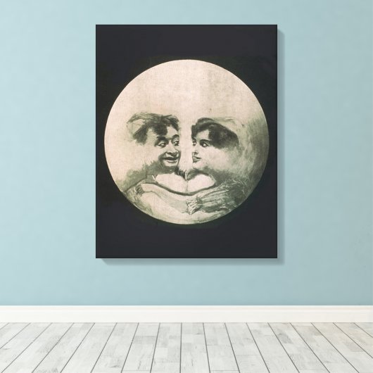 Moon optische illusie canvas afdruk (Insitu (Houten vloer))