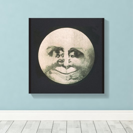 Moon optische illusie canvas afdruk (Insitu (Houten vloer))