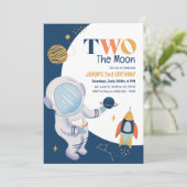 Moon Outer Space Kinder 2e verjaardagsfeestje nodi Kaart (Staand voorkant)