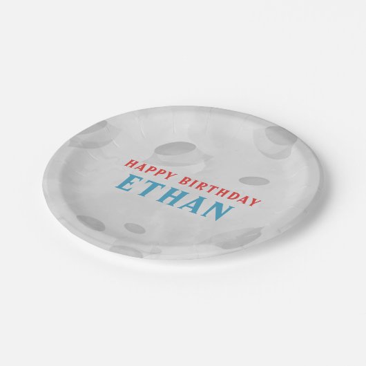 Moon Outer Space Verjaardagsfeestje Papier Borden Papieren Bordje (Gekanteld)