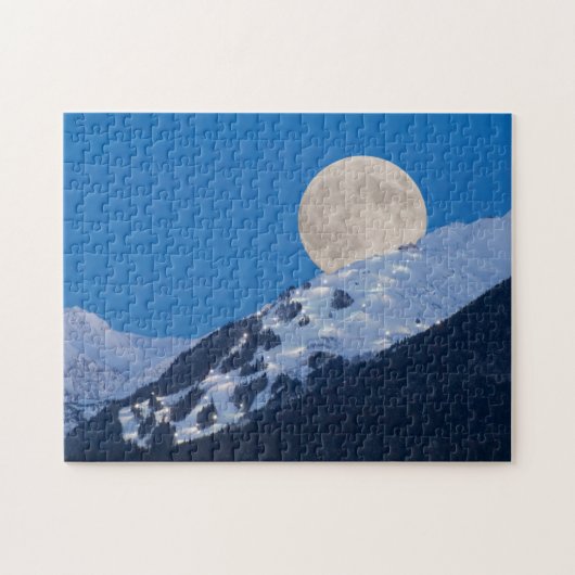 Moon Over Alyeska Ski Resort Alaska Legpuzzel (Horizontaal)
